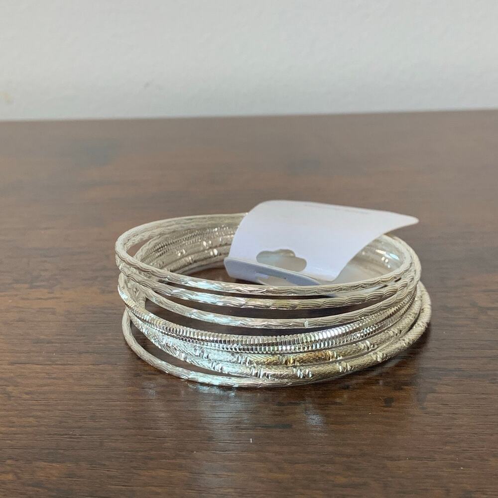 Silver Bangle Bracelets with Designs Set of Eight New with tags - Picture 3 of 3